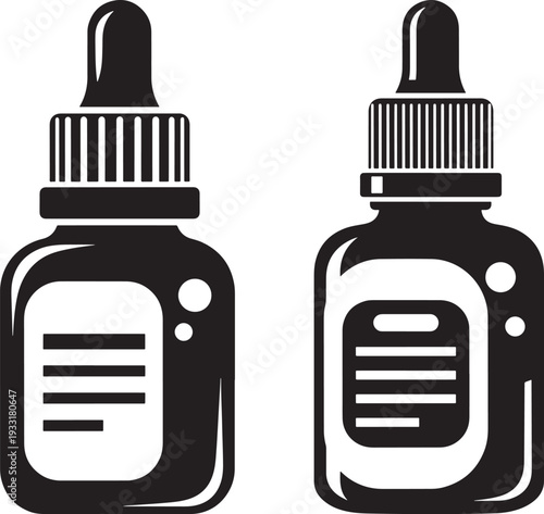 Dropper bottle silhouette vector set