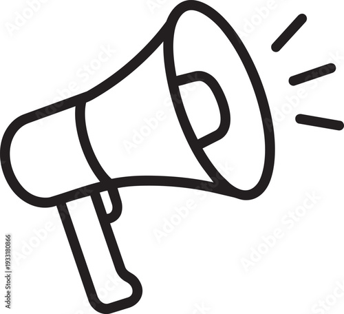 Loudspeaker megaphone outline icon representing political campaign announcement public speech activist rally and loud protestation