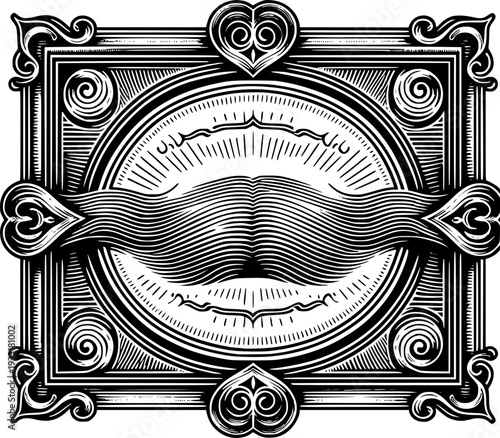 Mysterious Artistic Illustration: An intricate and artistic illustration showcasing a detailed and vintage design, hinting at secrets and elegance, rich in ornamental details and artistic intrigue.