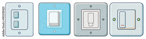 Modern light switch icons set flat design vector illustration scalable graphic pack