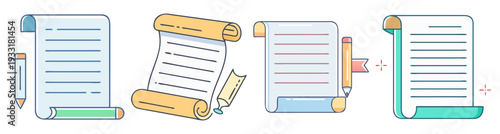 Editable document writing and editing process flat design vector illustration with icons for workflow, notes, and checklist