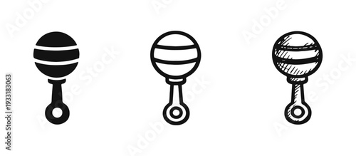 Baby Rattle Icon Set: Solid, Outline, and Hand-Drawn Designs for Newborns and Playtime