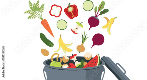 Composting Concept: Organic Food Waste and Kitchen Scraps Collection