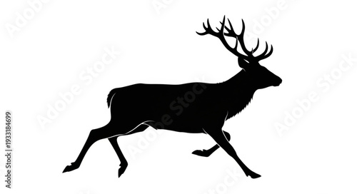 Running Deer Silhouette with Antlers.