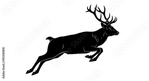 Running Deer with Large Antlers.