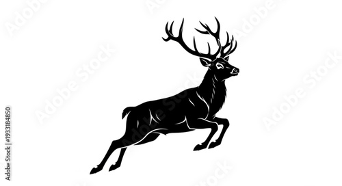 Running Deer with Large Antlers.
