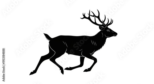 Running Deer with Large Antlers.