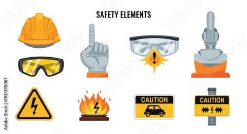 Safety Elements and Protective Gear Icons.