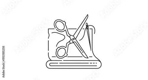 Scissors and Sewing Tools Illustration.
