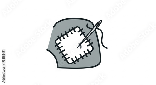 Sewing Needle and Stitches on Fabric.