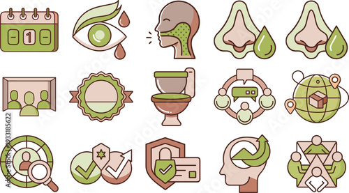 Health and medical icons with a modern style depicting hygiene health care and prevention of diseases