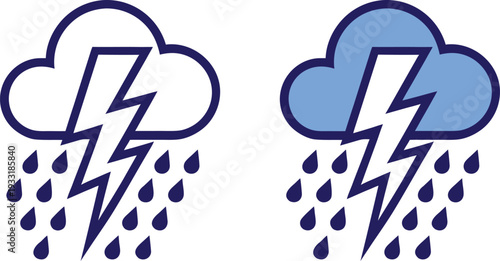 Thunderstorm Cloud Lightning Line Icon Vector