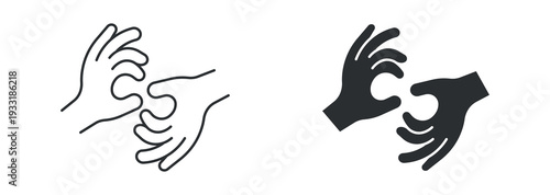 Disability Assistance Icon Set, Accessibility Support Line and Solid Vector Illustration