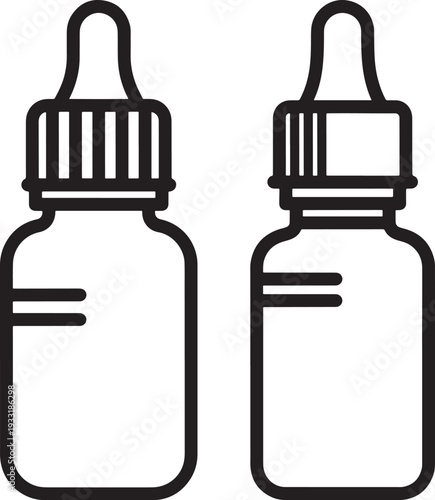 Two dropper bottles isolated on white background silhouette for science
