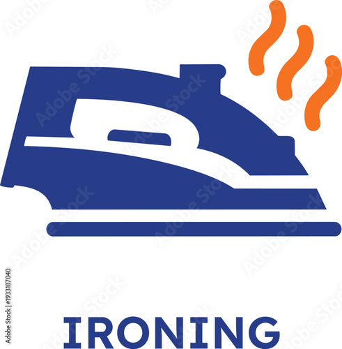 Electric iron with steam on transparent background for laundry and household tasks