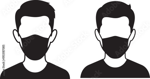 Silhouette people wear mask for protection from virus