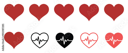 Human Care, Volunteer and Red Heart Symbols Collection. Vector illustration eps 10