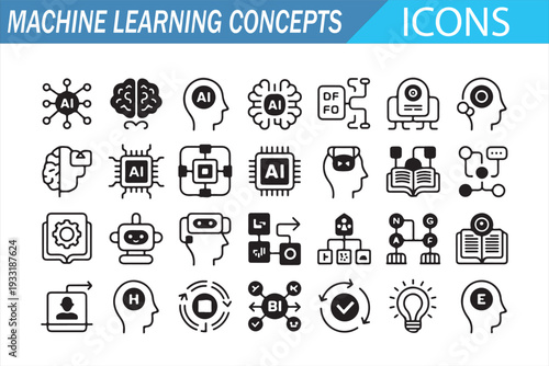 Artificial Intelligence and Automation Line Icons – Editable Vector Pack