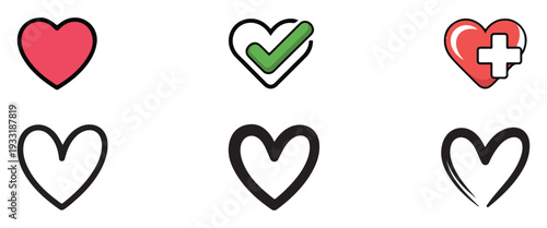 Cardiogram, Bandage and Cross Symbols  Collection. vector illustration eps 10