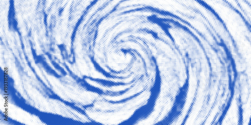 Blue sky background with white halftone clouds vector overlay texture.