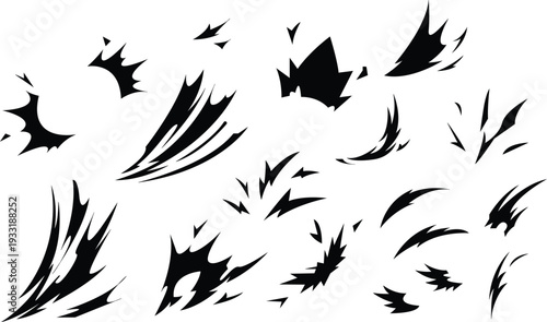 Comic book explosion and Impact effects set shock waves speed lines wind bursts vector Illustration.