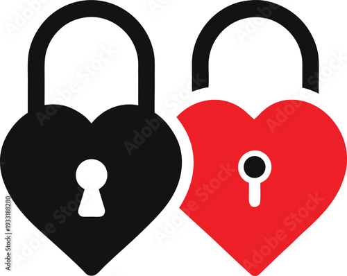 Lock icon collection. Locked and unlocked black line icon set