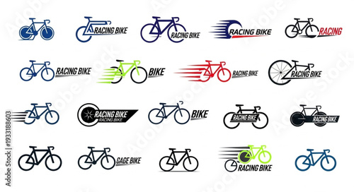 Collection of bicycle logos and emblems for sports and racing teams, perfect for branding and design.