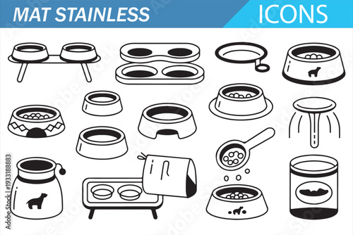 Household Kitchen Stainless Steel Utensils – Clean Line Vector Icons