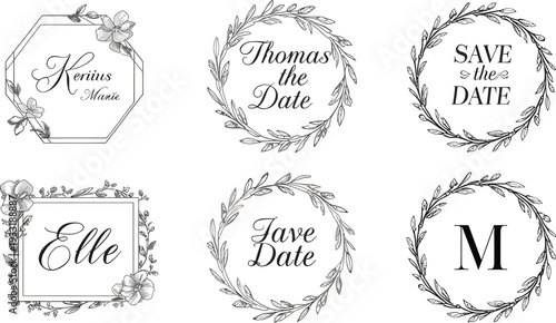 A collection of elegant save the date wedding invitations with floral designs