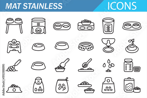 Culinary Cookware Outline Icons – Modern Stainless Steel Graphic Set