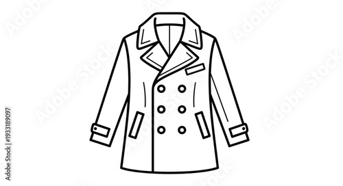 Simple Black and White Coat Illustration.