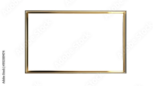 A gold picture frame on transparent background against a black backdrop