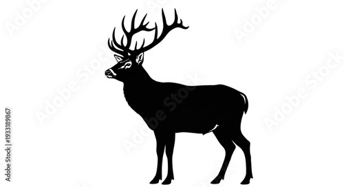 Silhouette of Stag with Antlers.