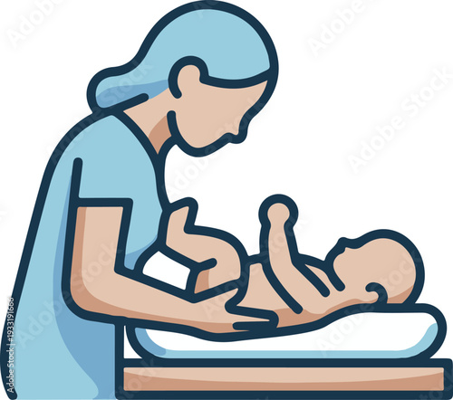 unique Mother changing diaper icon