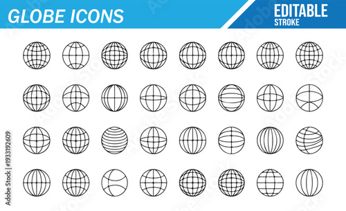 Digital Global Communication Outline Icon Collection