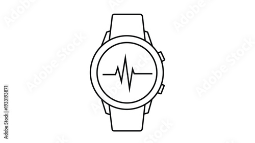 Smartwatch with ECG pulse display icon for digital health monitoring and wearable medical technology