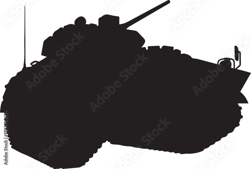 Armored tank silhouette vector illustration heavy military combat machine for battlefront