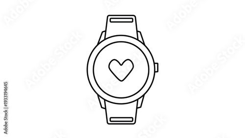 Smartwatch with heart symbol icon for health tracking and fitness monitoring applications