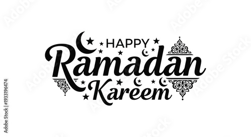A festive ramadan kareem greeting with decorative elements and a crescent moon silhouette high quality professional detailed modern