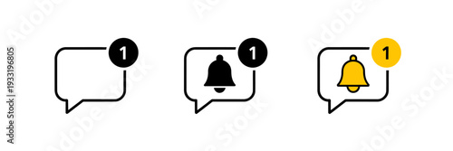 Notification icons with chat bubble and bell symbols