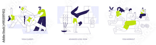 Yoga activities isolated cartoon vector illustrations se