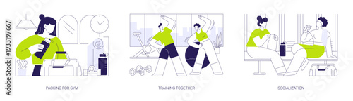 Fitness club isolated cartoon vector illustrations se
