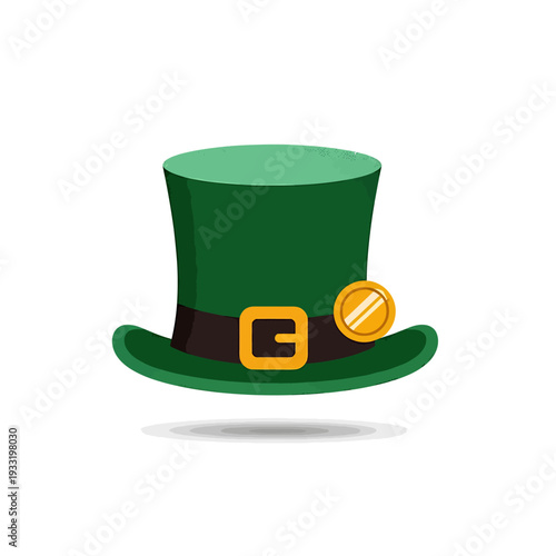 Green Leprechaun Top Hat with Buckle for Festive Saint Patrick s Day. Vector Icon. EPS Editable