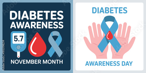Diabetes awareness month and day icons