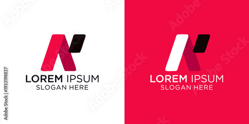 Professional logo Letter N design template with placeholder text on white and red backgrounds, ideal for businesses and brands looking for a modern visual identity