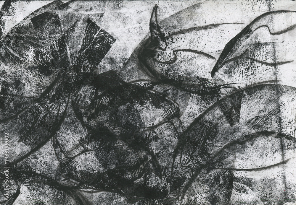 Naklejka premium Dynamic line mood abstract graphic drawing expression for background. Close up of a black pencil hatch stroke for design on white paper background