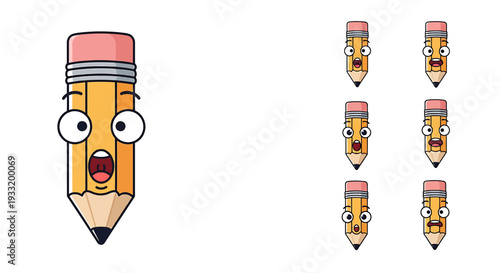 Playful Pencil Character Cartoon Icon Studio. Vector Icon. EPS Editable
