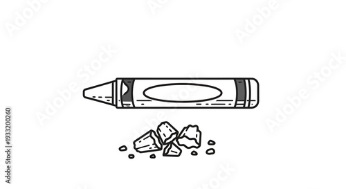 Sketch of Pencil and Crumbled Lead Debris. Vector Icon. EPS Editable