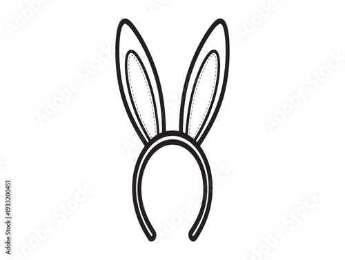 A simple line drawing of a bunny headband with long ears