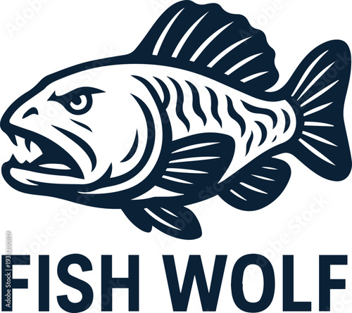 Aggressive Fish Wolf Predator Mascot Logo Illustration